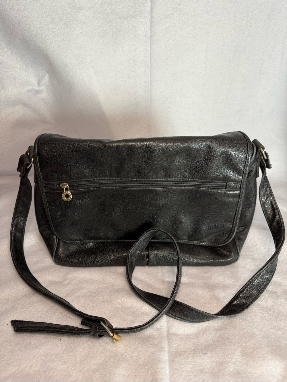 Unisa - Genuine Leather Classic Black Crossbody Bag